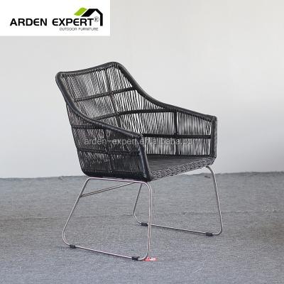 China Durable Burmese Metal Patio Furniture 304 Stainless Steel Chair Hotel Outdoor Hospitality Dining Chair Round Cane Dining Chair for sale