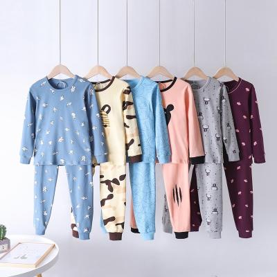 China Thermal Teen Girls Long Sleeves Wholesale New Design 100% Cotton Autument Boys Kids Pajamas Fit OEM Item Cartoon Print Breathable Skin for sale