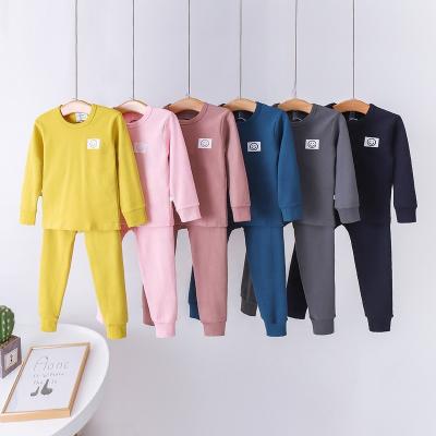 China Thermal Unisex OEM Customized 100% Cotton Solid Color Boy Pajamas Kids Warm Autumn&Winter Loungewear Children Pajamas Thickened And Elastic for sale