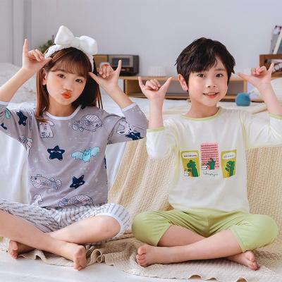 China QUICK DRY spring clothing OEM ODM kids pajamas summer unisex T-shirt set pure cotton wholesale high quality clothing sleepwear kids clo for sale