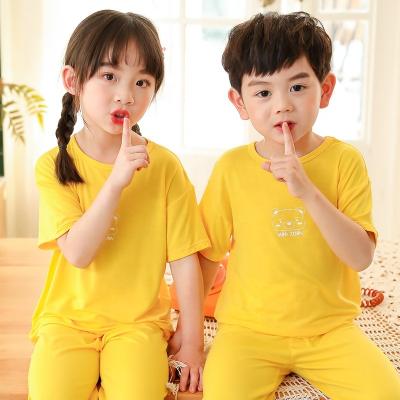 China QUICK DRY Breathable Boys Girls Pajamas Sets Kids Two Piece Shorts Sleeves Sleepwear Baby Clothes Solid Color Home Clothing Small Sober for sale