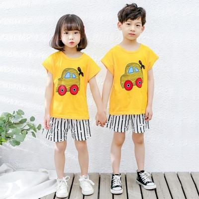 China Wholesale Breathable Summer Kids Pajamas Cartoon Cotton T for Boy and Girl Children T-shirts Set Children Homewear Clothing Short Sleeevs T for sale