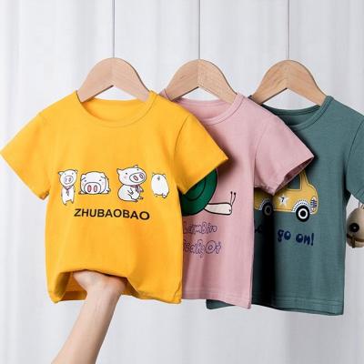 China 2021 summer wholesaler graphic t-shirts children's cartoon breathable children's clothing pattern boy and girl leisure breathable shirt for sale