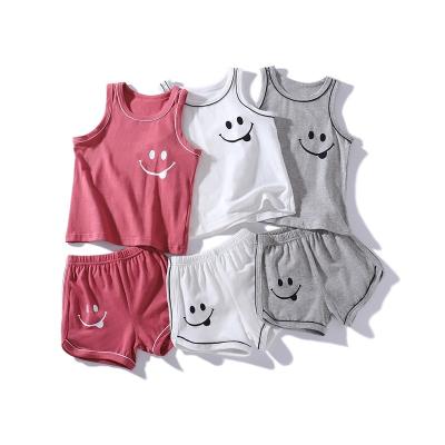 China Summer Breathable Kids Beach Children Clothing Top 100% Cotton Sleeveless Vest Sets Hot Sale Boys Girls Knitwear Baby Underwaist Pajamas for sale