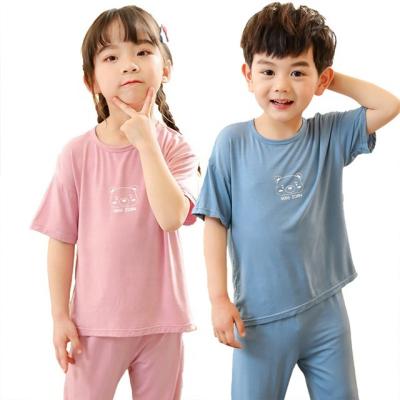 China Wholesale Breathable Custom Short Letter Print Short Print Cartoon Sleepwear Boys Summer OEM ODM Loungewear Sleeve Children Pajamas Kids Pajamas for sale