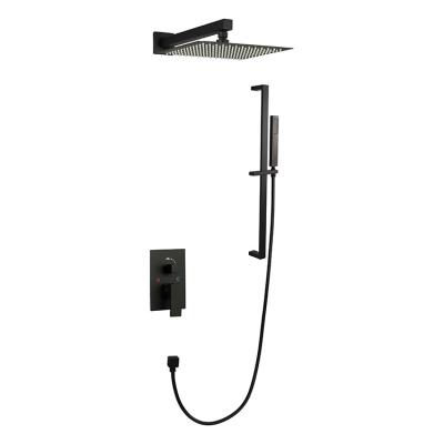 China With Slide Bar Single Handle Wall Mounted Shower Set Black Shower Faucet Mixer Shower Set With Slide Bar for sale