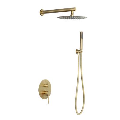 China Gold Free Slide Bar Brush Shower Sets Mixers Bathroom Faucet Set Shower for sale