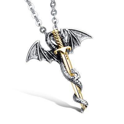 China New Trendy Fashion Design Wing Jewelry Pendant Stainless Steel Necklace for sale