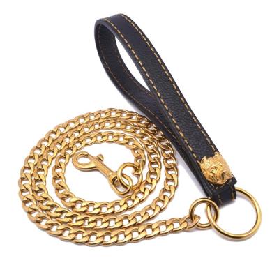 China Factory Wholesale DETACHED Gold Plated Custom Stainless Steel Dog Collar Molding Welding Leash for sale