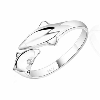 China Fashion Personality 925 Sterling Silver Cute Dolphin Charm 925 Sterling Silver Ring for sale