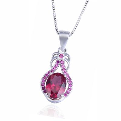 China Fashion Factory Price Wholesale Water Drop Flower Crystal Pendant Silver Necklace for sale