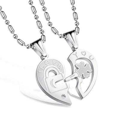 China Stainless Steel Cool Chain Custom Engraved Couples Gift Necklace Sets For Wedding Jewelry for sale