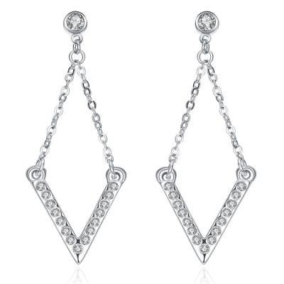 China Fashion Alloy Jewelry Wholesale Chain Hanging V Shaped Earrings for sale