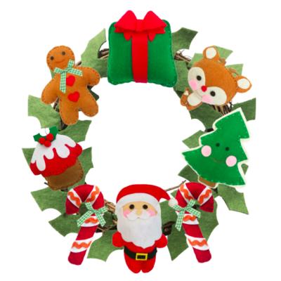 China Festival Stuff Best-Selling Product Felt Christmas Wreath Felt DIY Handmade Crafts Kit Educational Toys For Children for sale