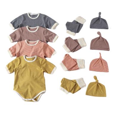 China Barred Modern Baby Romper Summer Three-Piece Suit To Relieve Baby Sleepwear Newborn Clothes for sale