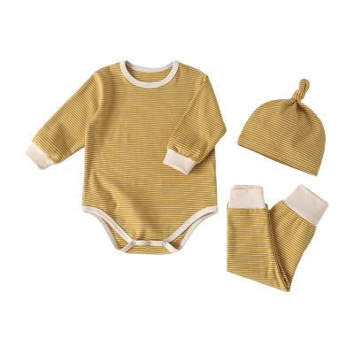 China 2021 New Autumn Newborn Soft Baby Spring Modern Baby Rompers Suit Striped Climbing Night Home Suit for sale