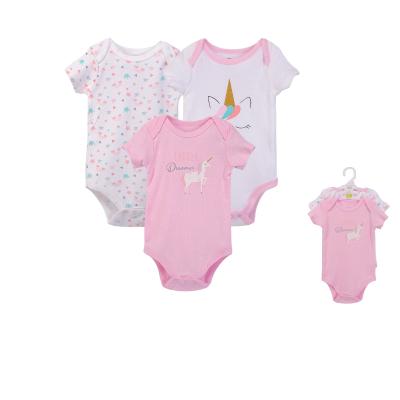 China 100% European and American Style Cotton Baby Romper 3pcs Newborn Infant Baby Gift Set for sale