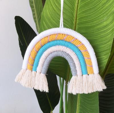 China Eco-Friendly Cotton Rope Wall Hanging Rainbow Amazon Wall Weave Rainbow Wall Art Kids Room Decor Handcrafted for sale