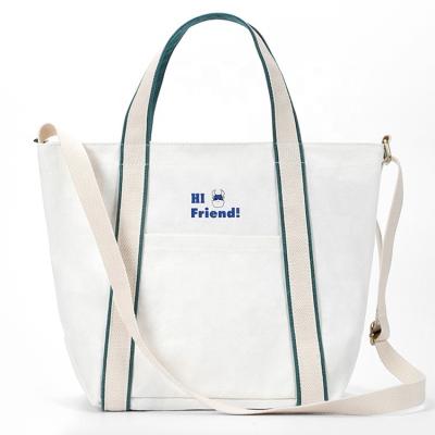 China 2021 Top Selling Customized Cotton Folding Tote Shopping Bag Top Selling Portable Canvas One-Shoulder Bag for sale