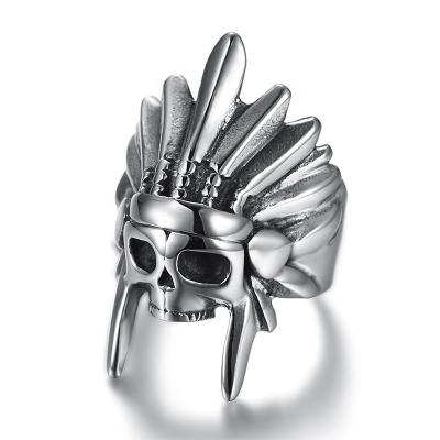 China E.D. Rings New 316l Stainless Steel Motorcycle Mens Gothic Seal Rings E.D Skull Chief Rings For Biker Men for sale