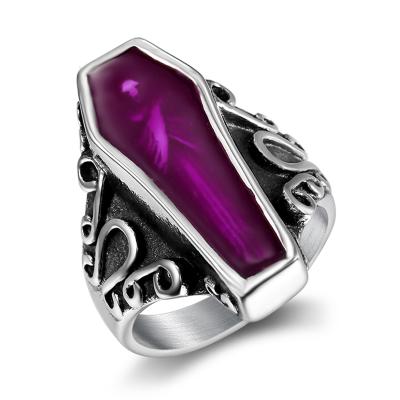 China Purple Mummy Ring For Women Men Jewelry Stainless Steel Fashion Stereoscopic Egyptian Mummy Ring Vintage Color for sale