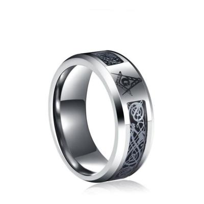 China Nickel Free Lead Free 316L Stainless Steel Charms Freemasonry Fashion Jewelry Celtic Dragon Inlay Masonic Rings For Men for sale