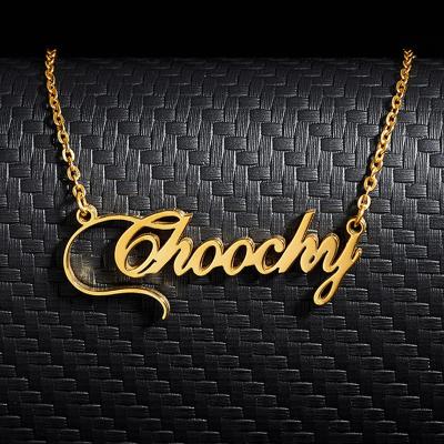 China Cheap Custom Names Design Necklace Silver Plated Stainless Steel Gold Rose Gold Color Letter Name Necklace For Women Girls for sale