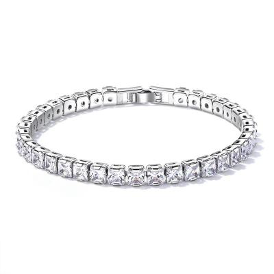 China Tennis Iced Out Jewelry Copper Alloy 5mm Silver CZ Cubic Zirconia Women Tennis Bracelets for sale