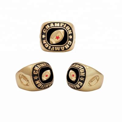 China Champion Ring Youth Soccer Champion Rings Mens 316l Stainless Steel America Soccer Championship Ring Custom Design for sale