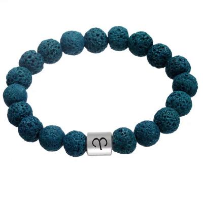 China ALLOY Men Women Handmade Chinese Zodiac Sign Bracelets Colored Lava Beaded 12 Zodiac Bracelet For Women Mens for sale