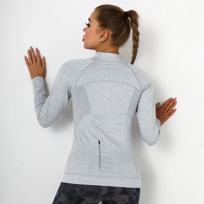 China Logo Gym Clothing New Design Breathable Custom Tracksuit Sports Outdoor Long Sleeve Knitted Female Tops for sale