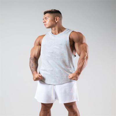 China Anti-Wrinkle Men's Sleeveless T-Shirt Around Activewear Custom Made Mens Gym Tops Neck Fitness Tank Plus Size Vests for sale