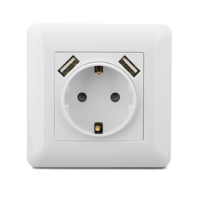 China Wholesale Europe Wall Socket Switch Residential / Multipurpose Schuko USB Electrical Outlet for sale