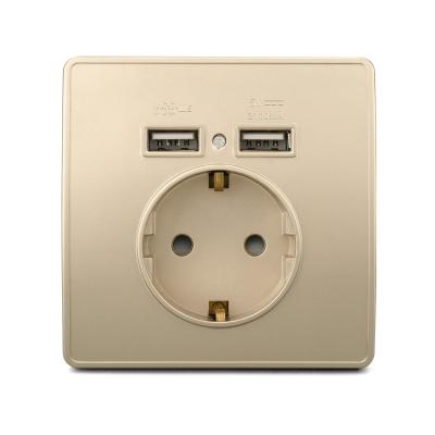 China Germany CE 5V 2.1A USB Residential/General Purpose Wall Socket With Dual USB Charging Ports For Germany 2 Pin Plug for sale