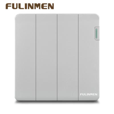 China FULINMEN Hot Sale Iraq Middle East Residential / Multipurpose Large Panel Frameless Silver 4 Gang 1 Way 2 Way Wall Switch Plate for sale