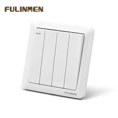 China Residential / General Purpose UK Standard 86*86mm For Home 4 Gang 1 Way 16A 250V Light Wall Plate Electrical Switch for sale