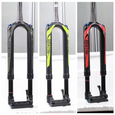 China High Stability Racework Shock Absorber Carbon Fiber 27.5 29 Cone Tube Quick Release MTB Front Fork Inverted Fork Stability Racework Shock Absorber for sale