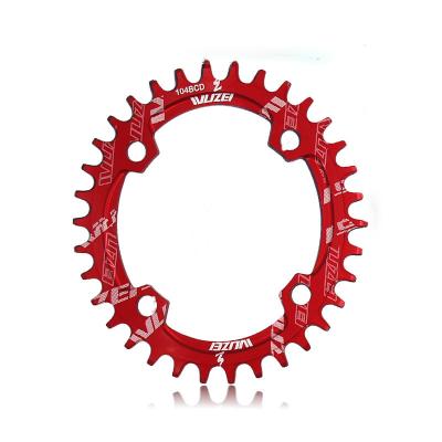 China WUZEI Safety Hot Sale Red Cheap 104BCD Bicycle Tooth Disc Positive And Negative Tooth Disc 32T 34T 36T 38T 40T Single Disc Parts for sale