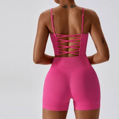 China Breathable Original Factory Custom Seamless Yoga Suit Summer Running Tight Sports Suit Women Quick Dry Beauty Back Fitness Clothing for sale