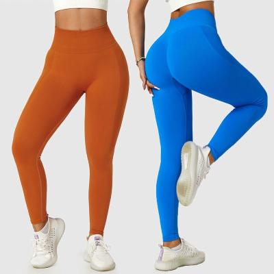 China Breathable New Design Custom Seamless Sports Leggings Ladies No Front Seam High Waisted Tight Pants Butt Scrunch Leggings for sale