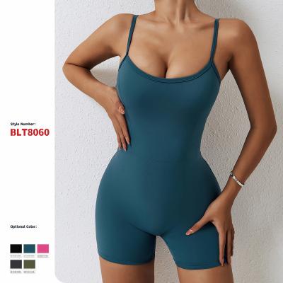 China Breathable Low Price Women's Short Summer Yoga Jumpsuit Sexy Women Sports Fitness One Piece Gym Yoga Catsuit Jumpsuit Fitness For Women for sale