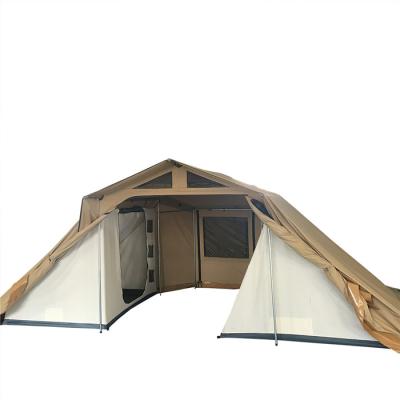 China Straight Tether Type 4 Season Waterproof Family Glamping Large Camping Luxury Canvas Safari Tent for sale