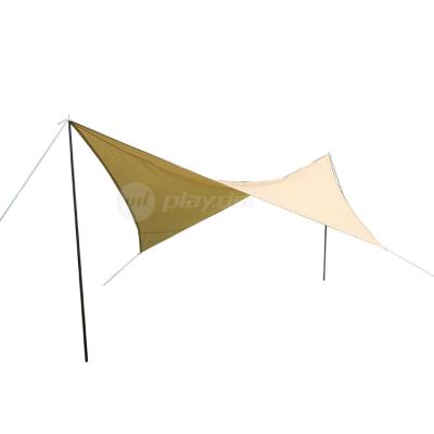 China Straight Tying Type Waterproof Unistrengh Polyester Fabric Tent Tarp With PU Coated Sun Shade, Triangle Sun Shade Sail for sale