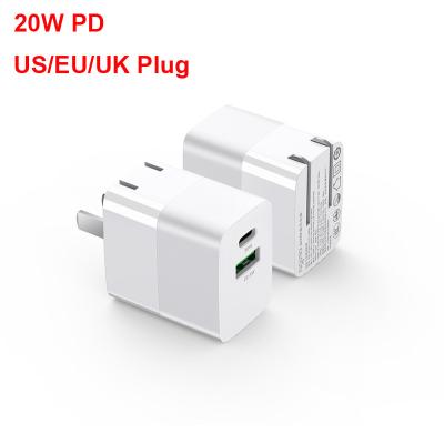 China Convenient US/EU/UK PD 20W PD 18W Wall Mobile Phone Charger Charging Usb Fast Power Bank for sale