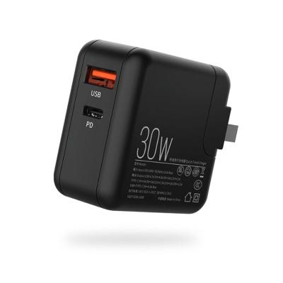 China Convenient 25W 30W Wall Charger 25W 30W Super Fast Charging Type C Usb C USB-A Qc3.0 Palladium PPS Charger Dual Port Cell Phone 2 Charger for sale