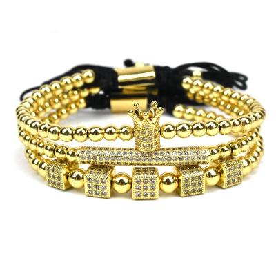 China FASHIONABLE Luxury Jewelry 3pcs/set Micro Cubic Zircon Bracelets Pave CZ Charm Braided Braid Bracelet for sale