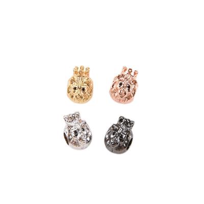 China Trendy CZ Beads Metal Brass Micro Pave Zircon Space Beads For Jewelry DIY Charm Bracelet Making for sale