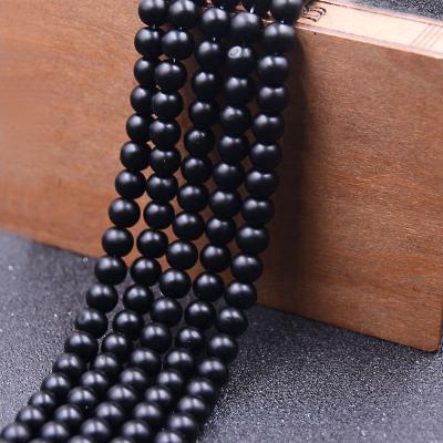 China Other Matte Natural Stone Beads 4-12mm Black Round Wholesale Beads Black Stone Beads For Jewelry Making for sale