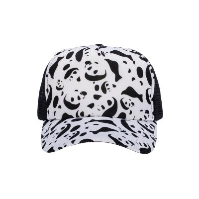 China Custom COMMON Logo Promotional Gift 5 Panel Foam Mesh Caps Panda Sublimation Gorras Gorros Trucker Hat for sale