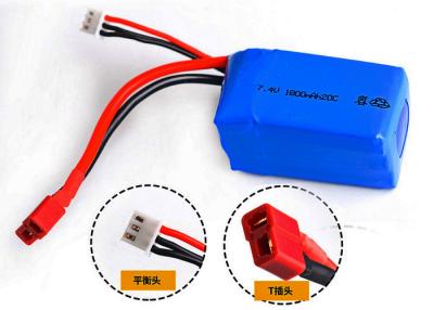 China 1800mAh 7.4V Lithium Polymer Batteries , Remote Control Car Rechargeable Batteries for sale